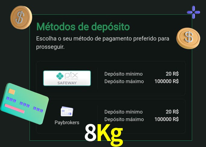 O cassino 8Kg oferece uma grande variedade de métodos de pagamento